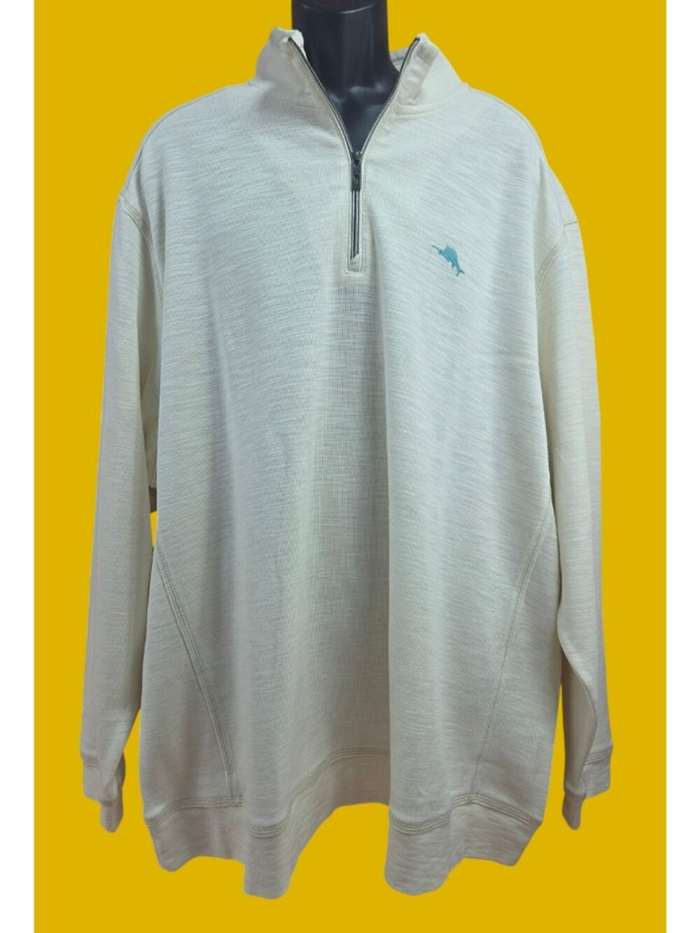 Tommy Bahama Mens White Quarter Zip Pullover Sweater XL